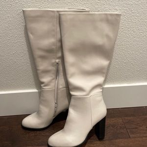 White knee-high boots